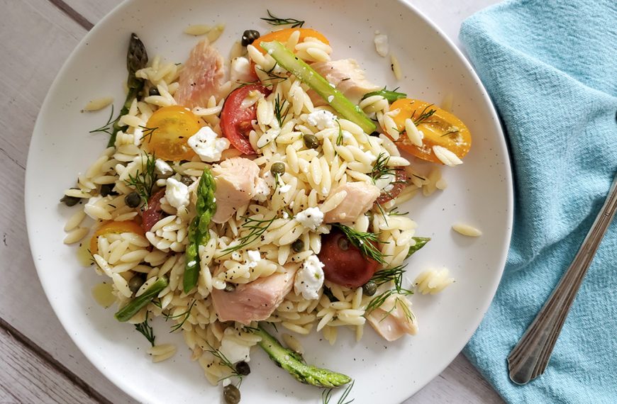 Smoked Trout, Orzo & Asparagus Salad